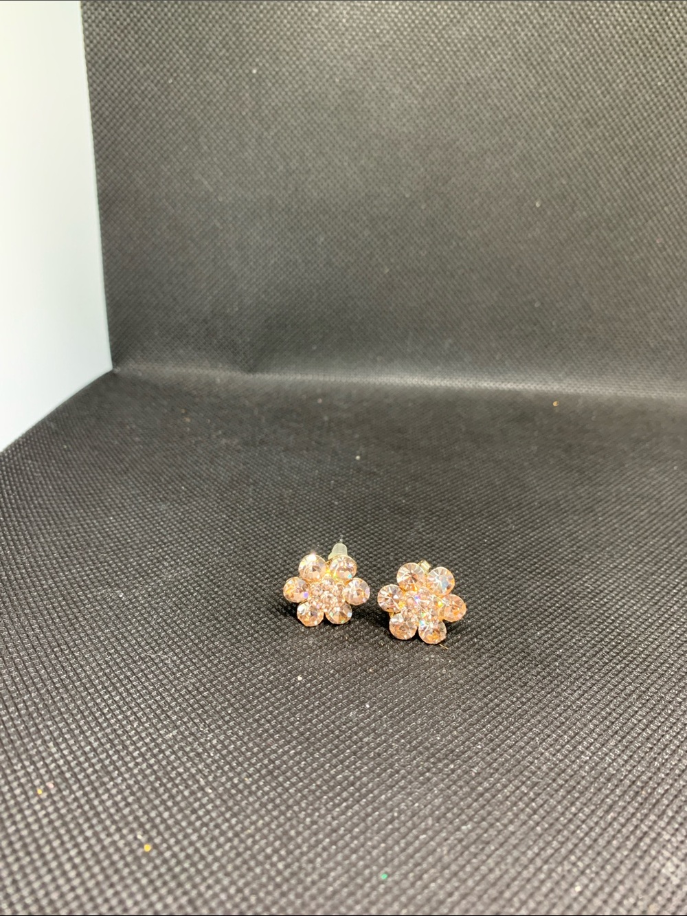 Crystal Flower Stud Earrings - French clip